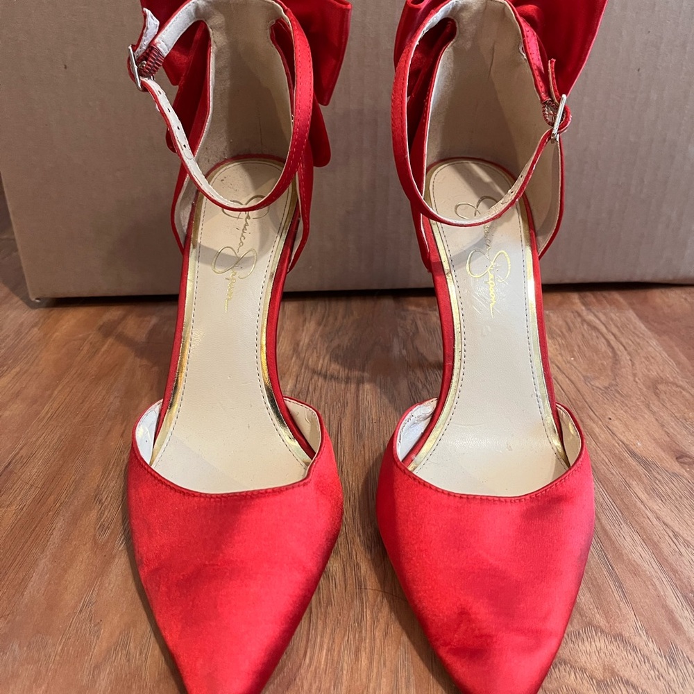 Jessica Simpson Red Satin Heels